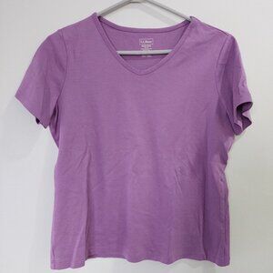 L.L.Bean purple Supima cotton V-neck Short Sleeve Top Women's M